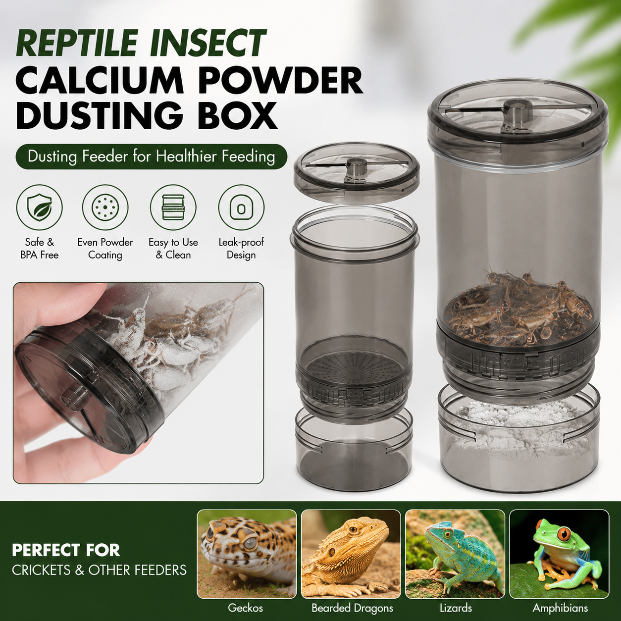 Calcium Powder Reptile - Reptile Insect Calcium Powder Dusting Box