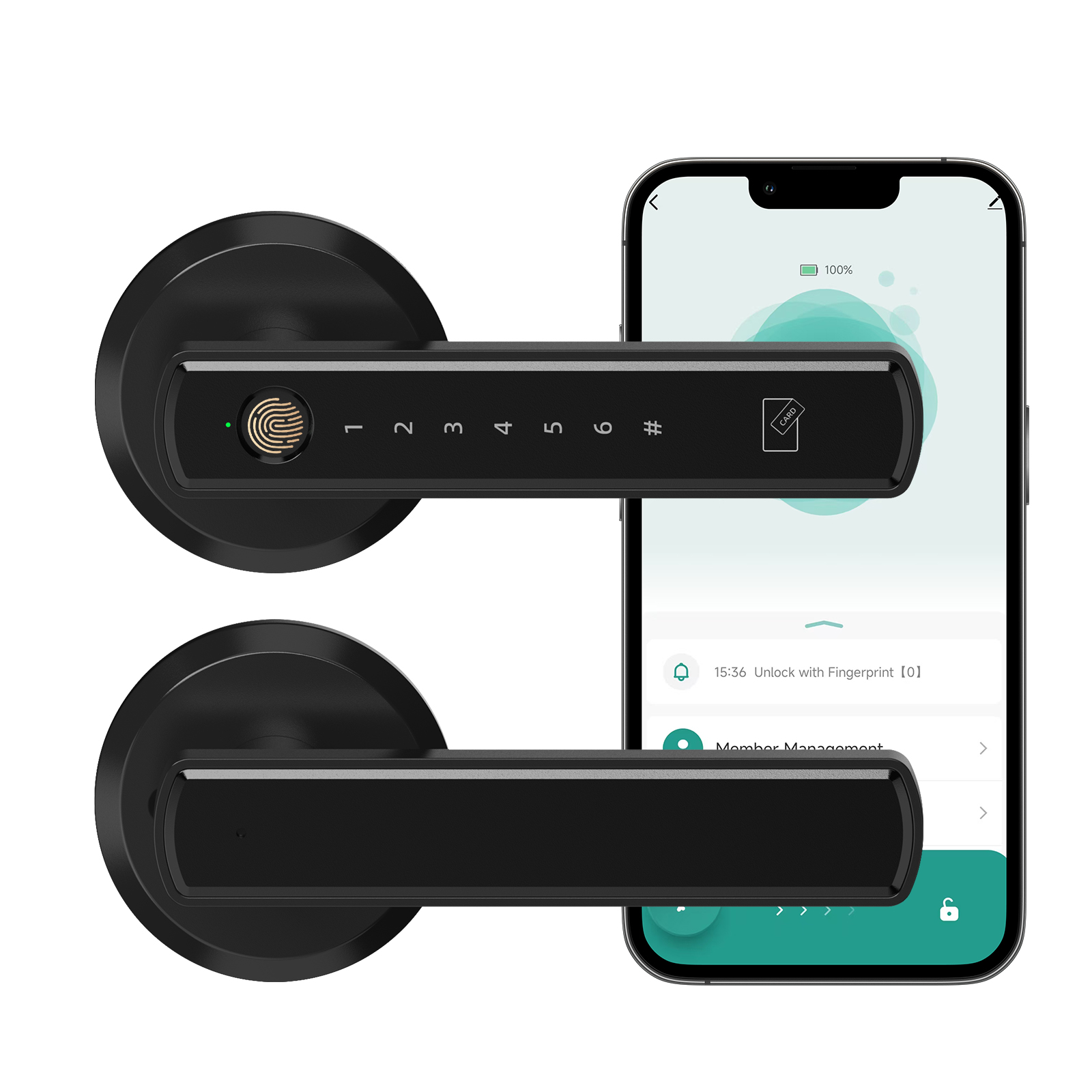 Glass Door Hinge - Viladepot Handle Shaped Smart Lock Fingerprint