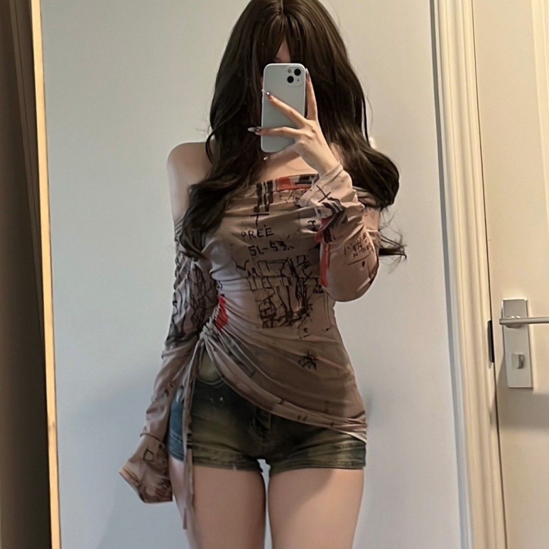 Screen Top Mesh - Long-Sleeved T-Shirt Spicy Girl Style One