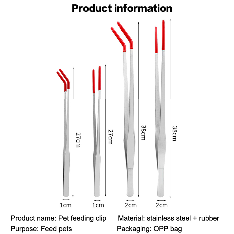 Feeding Tong Stainless - Reptile Feeding Tongs with Rubber Tip,