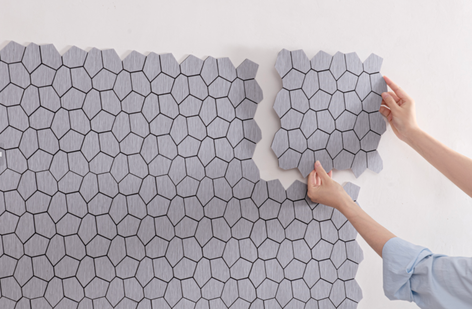 Minimalist Hexagonal Brushed S - Pvc Panel Background ulasan dan harga