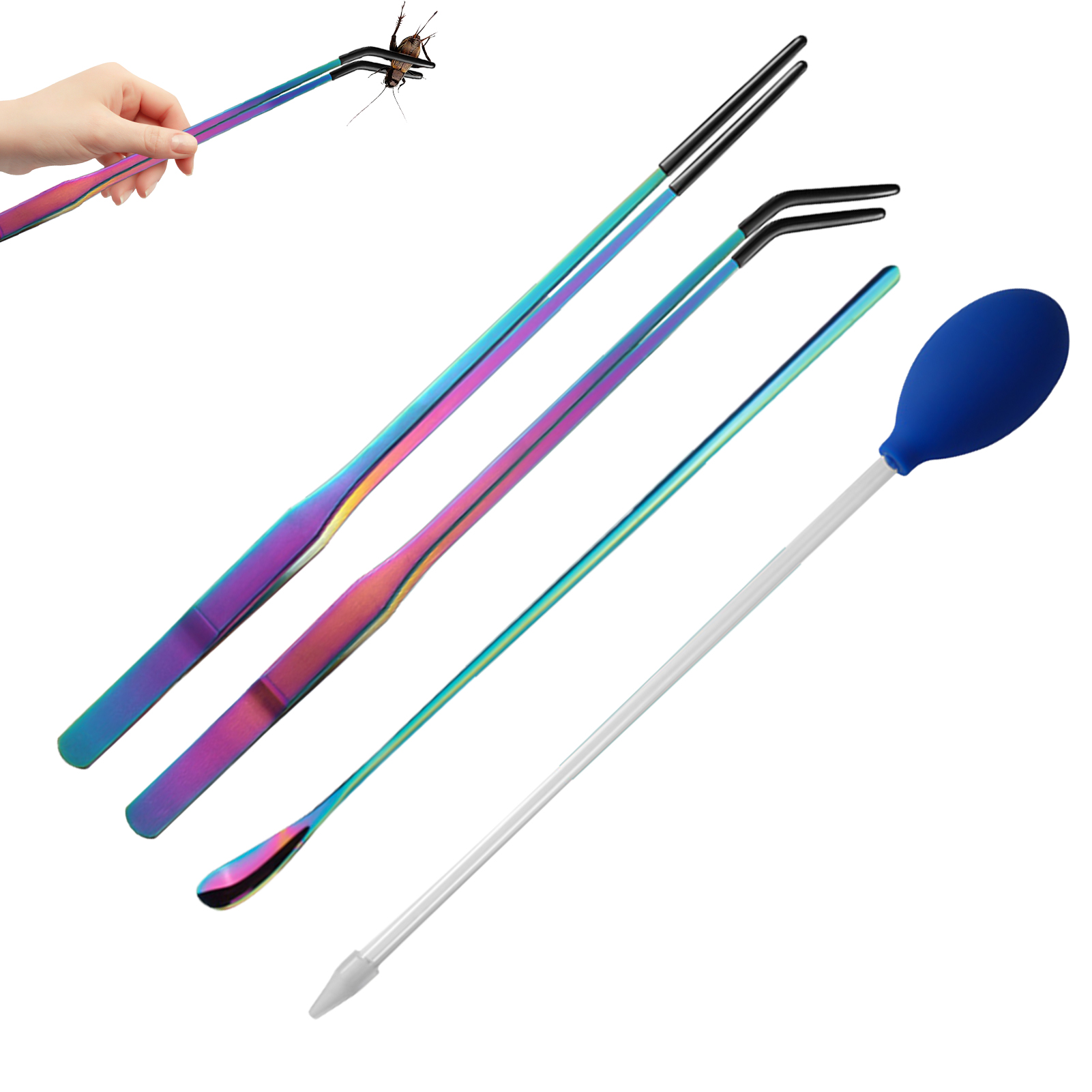 4pcs Reptile Feeding Tongs Aqu - Feeding Tong Stainless ulasan dan harga