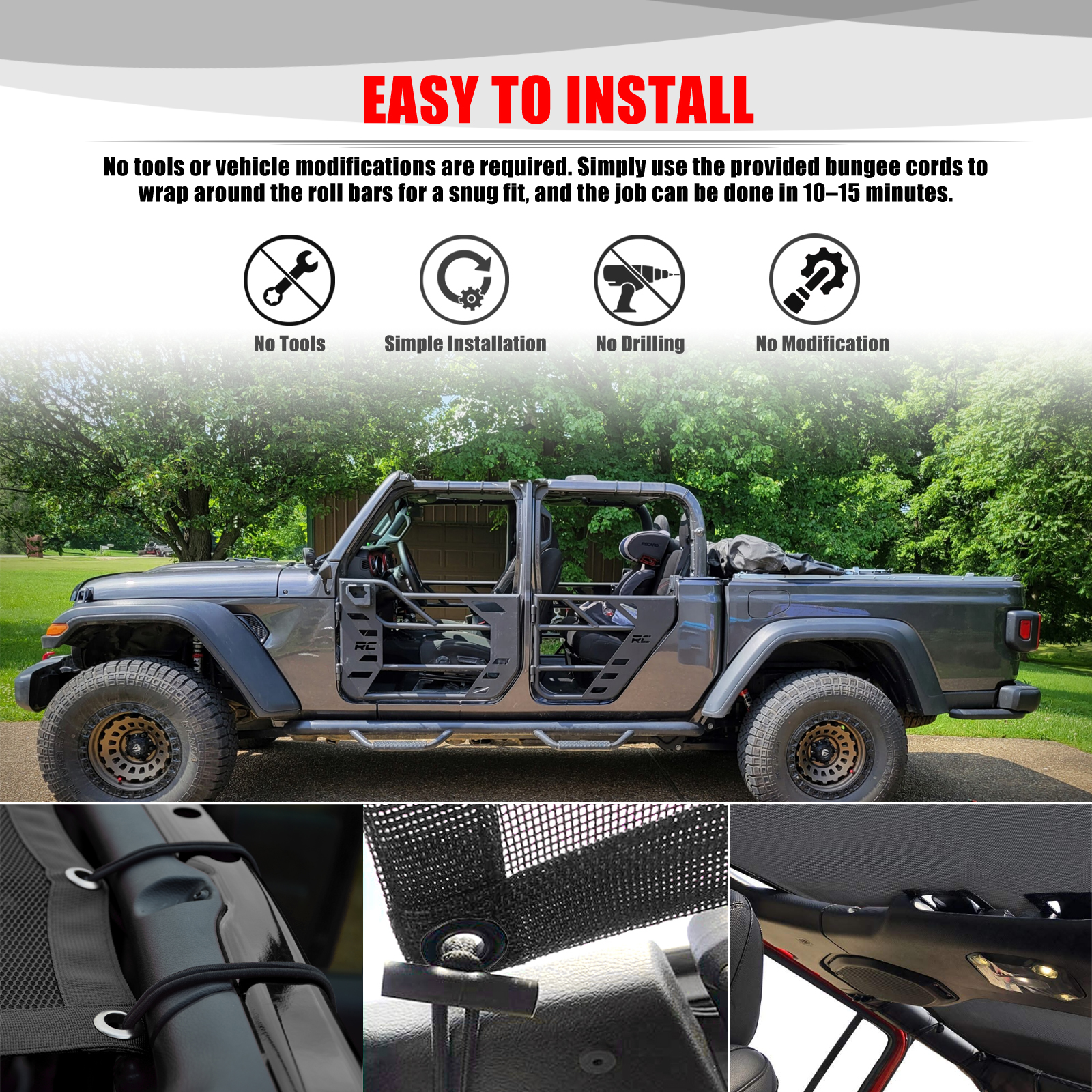 For Jeep Gladiator JT 4 Door A - Screen Top Mesh ulasan dan harga