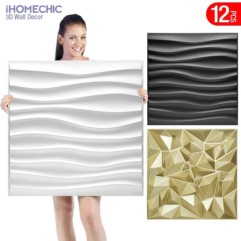 12pcs 50x50cm Champagne gold c - Pvc Panel Background ulasan dan harga