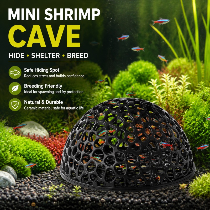 Mini Porous Ceramic Shrimp Cav - Hide Cave Ceramic ulasan dan harga