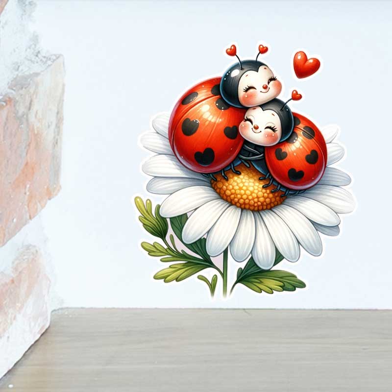 Cute Ladybug Wall Stickers Liv - Pvc Panel Background ulasan dan harga