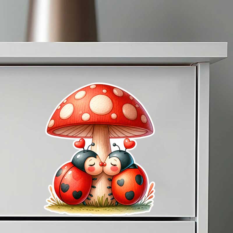 Cute Ladybug Wall Stickers Liv - Pvc Panel Background ulasan dan harga