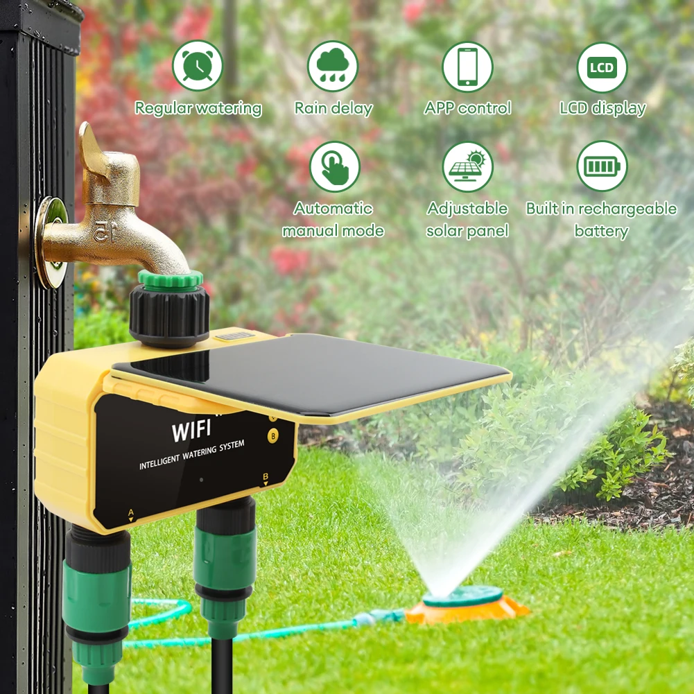 WiFi Solar Timer Dual Water Va - Timer Dual Outlet ulasan dan harga