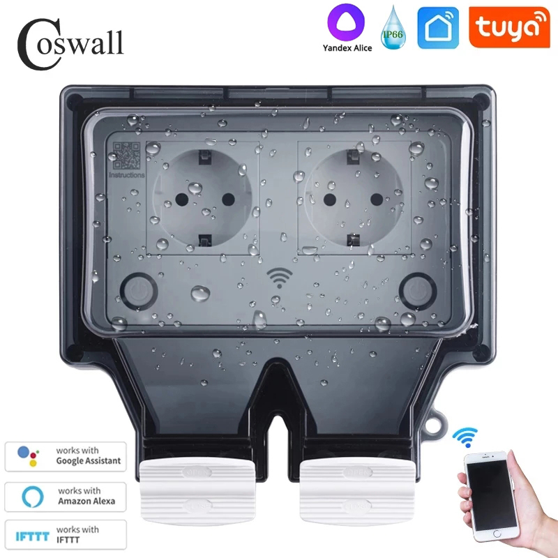 Coswall Tuya Wifi Yandex Alice - Timer Dual Outlet ulasan dan harga