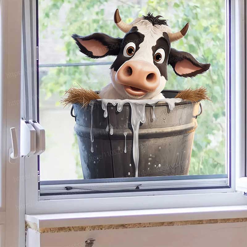 Cute Cow Wall Stickers Self-Ad - Pvc Panel Background ulasan dan harga
