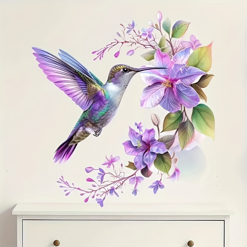 1 Purple Flower and Hummingbir - Pvc Panel Background ulasan dan harga