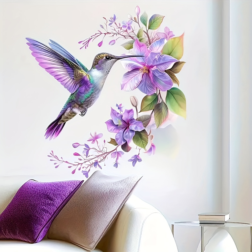 1 Purple Flower and Hummingbir - Pvc Panel Background ulasan dan harga