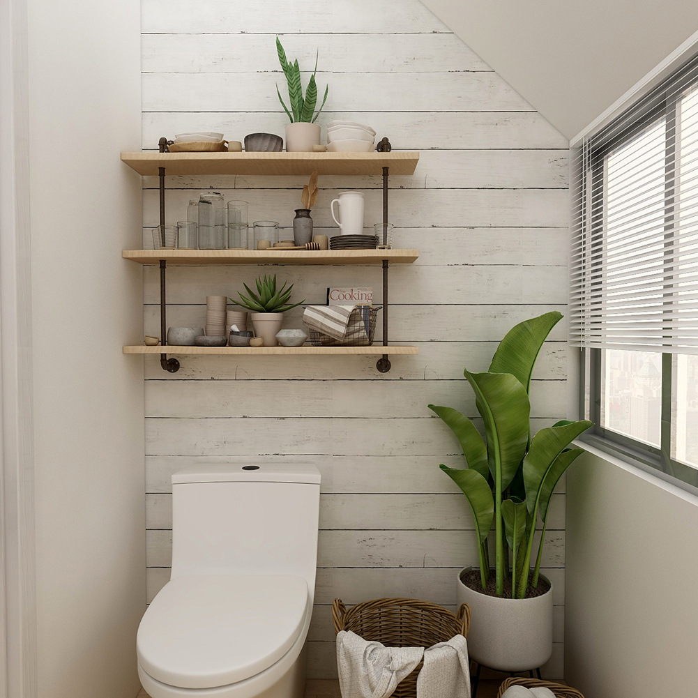 Retro Style White Wood Grain M - Pvc Panel Background ulasan dan harga