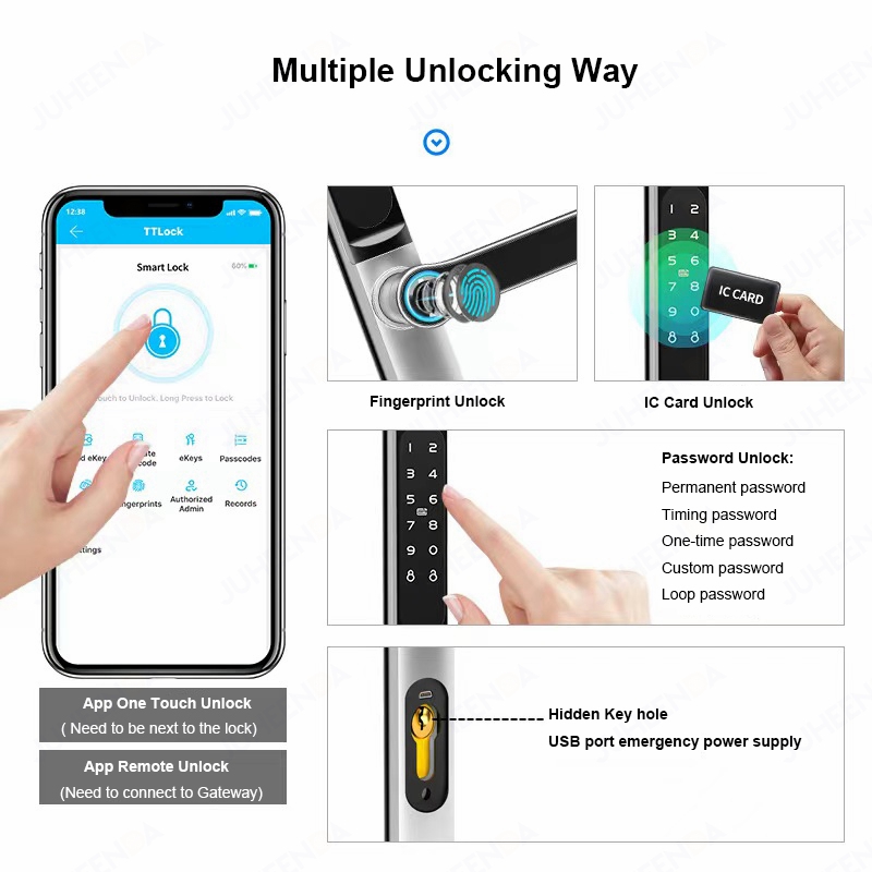 TTLock App Smart Aluminum Door - Glass Door Hinge ulasan dan harga