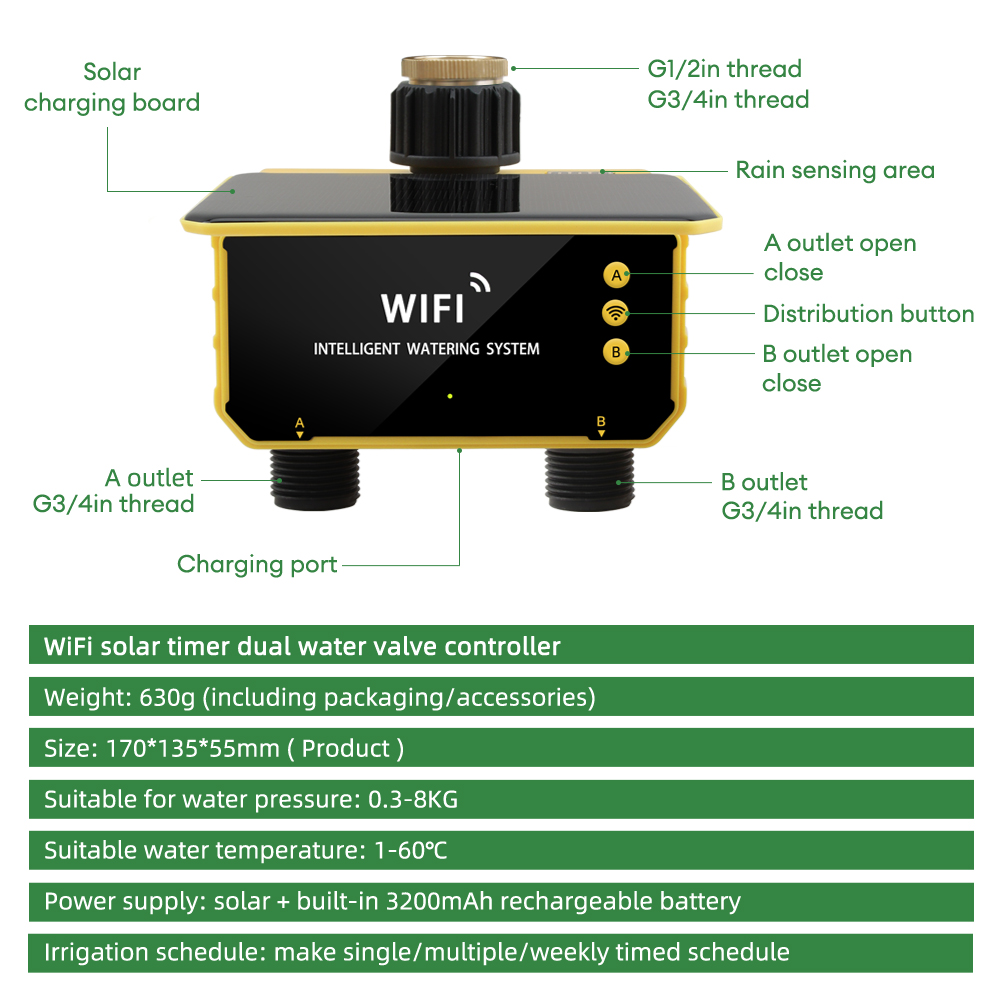 WiFi Solar Timer Dual Water Va - Timer Dual Outlet ulasan dan harga