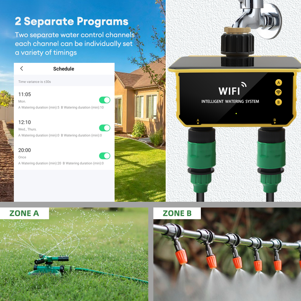 WiFi Solar Timer Dual Water Va - Timer Dual Outlet ulasan dan harga